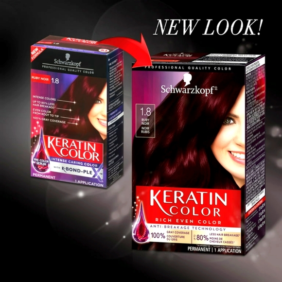 Schwarzkopf Keratin Color Permanent Hair Color Cream, 1.8 Ruby Noir - Picture 2 of 4